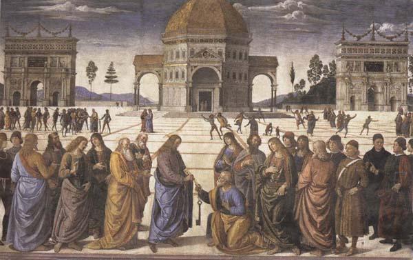 Pietro Perugino Christ Giving the Keys to Saint Peter Sweden oil painting art